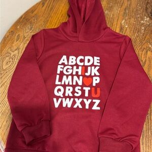 Red Alphabet Hoodie with Heart Accent